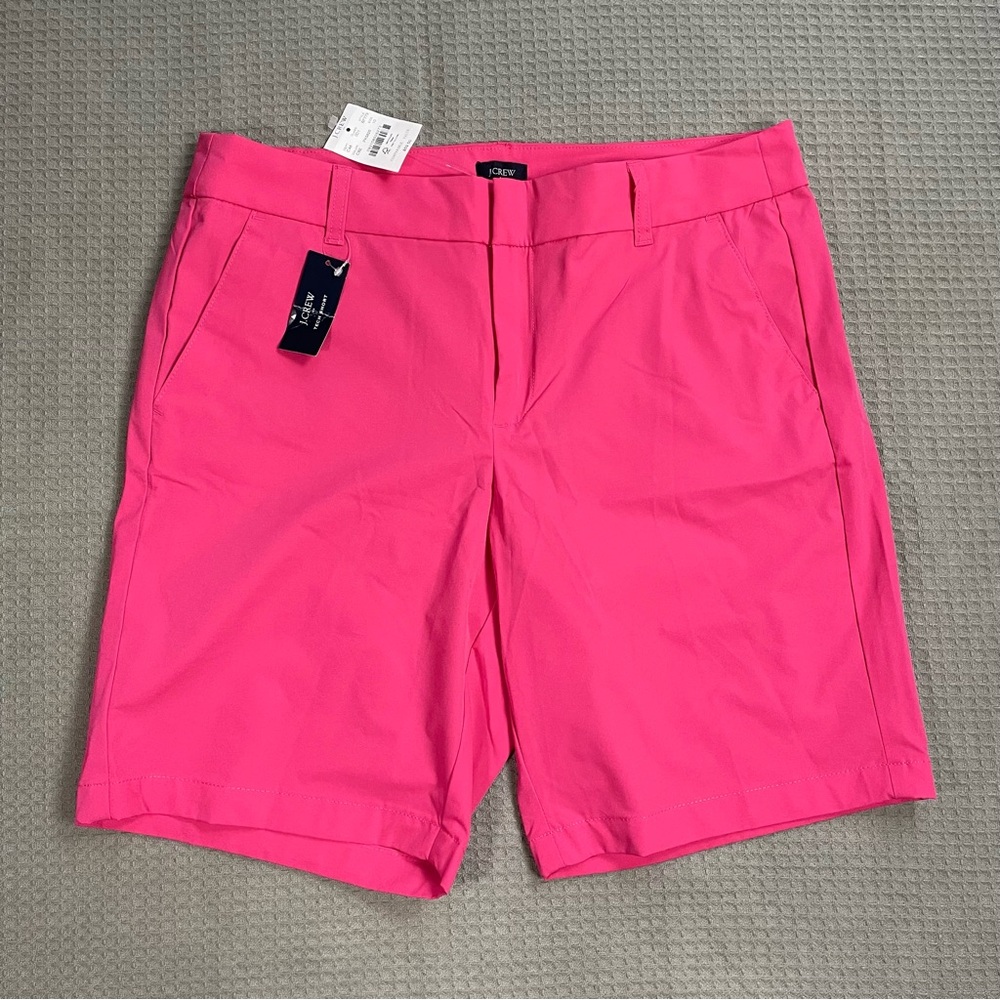 New J.Crew Tech Shorts 10 Womens Hot Pink Stretch Performance Bermuda